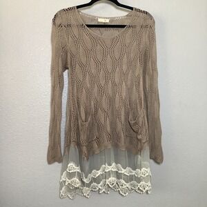Ryu Sheer Lace Forest Fairy Fairycore Lagenlook Mori Girl Hippie Earthy Top S/M